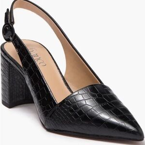 Franco Sarto Black TEXTURED Slingback Heels